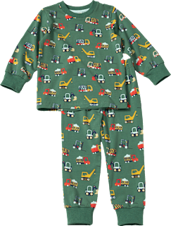 Schlafanzug Pro Climate mit Baustellen-Muster, grün, Gr. 122/128 ALANA