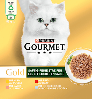 Nassfutter Katze Gold Saftig-Feine Streifen Purina Gourmet