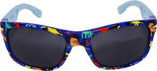 Sonnenbrille Kids, dunkelblaues Gestell mit bunten Dinos SUNDANCE