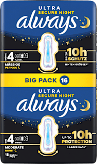 Ultra-Binden Secure Night 4 mit Flügeln, Big Pack always
