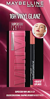 Lippenstift Set Super Stay Vinyl Ink 20 &  gratis Lipliner Color Sensational 50 MAYBELLINE NEW YORK