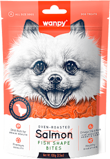 Przysmak dla psa pieczone kawałki łososia wanpy