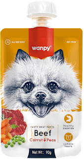 Pasta dla psa wołowina z marchewką i groszkiem wanpy
