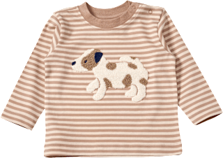 Langarmshirt mit Bouclé-Hund-Applikation, braun, Gr. 86 ALANA