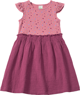 Kleid mit Ripp-Struktur & Musselin-Rock, rosa, Gr. 110 ALANA