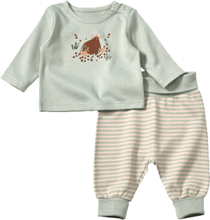 Set mit Langarmshirt & Hose mit Mitwachsfunktion, grün & beige, Gr. 68 ALANA