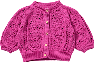 Strickjacke mit Ajour-Struktur, beere, Gr. 62 ALANA