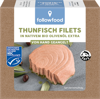 Thunfisch Filets, in nativem Bio-Olivenöl extra, MSC Zertifizierung followfood