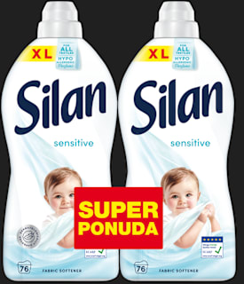Sensitive & Baby omekšivač za rublje, 2 x 1,672 l, 2 x 76 pranja Silan