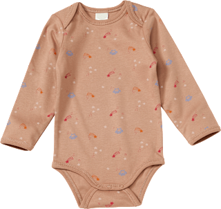 Body Langarm mit Weltall-Muster, braun, Gr. 86/92 ALANA