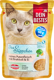 Nassfutter Katze mit Pute, Brokkoli & Ei, das Süppchen Dein Bestes
