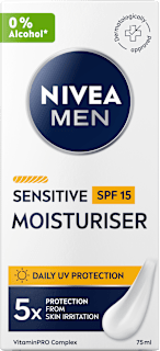 Denný hydratačný krém Sensitive SPF 15 NIVEA MEN
