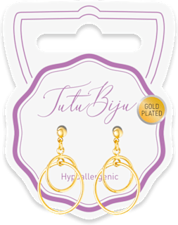 Orecchini pendenti Duo Ring oro, 2pz Tutu Biju