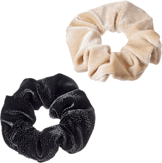 Scrunchies Samt-Optik schwarz, beige ebelin