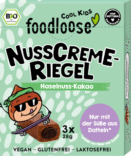 Schokoriegel Nusscreme Haselnuss-Kakao foodloose