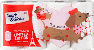 Toilettenpapier Design 3-lagig (8x180 Blatt) sortiert Sanft&Sicher