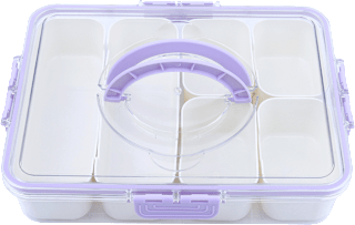 Snackbox mit Einzelfächern & Griff aus Kunststoff, lila/offwhite  Dekorieren & Einrichten