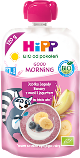 Mus jabłka - jagody - banany z musli i jogurtem BIO po 1. roku życia Good Morning HiPP