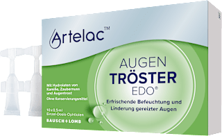 Artelac AUGEN TRÖSTER EDO 10 x à 0,5ml Erfrischende Befeuchtung und Linderung gereizter Augen Mit Hydrolaten von Kamille,Zaubernuss und  Augentrost Artelac