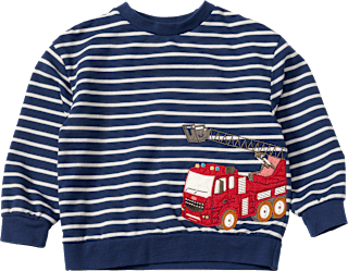 Sweatshirt mit Feuerwehr-Applikation & Ringel-Muster, blau, Gr. 92 ALANA