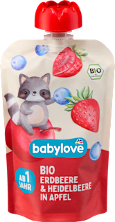 Плодово пюре ягода, черна боровинка и ябълка, 1+г babylove