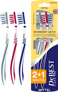 Interdent Aktiv Zahnbürste Mittel 2+1 Gratis sortiert Dr. BEST