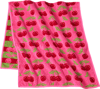Badetuch mit Kirsch-Muster, pink, 70x140 cm ALANA