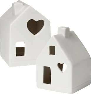Windlicht aus Keramik, Haus mit Herzausschnitt BOLTZE