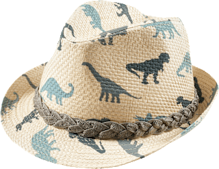 Strohhut mit Dinosaurier-Muster, beige, Gr. 52/53 PUSBLU