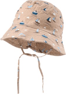 Hut mit Schiffs-Muster aus Musselin, beige, Gr. 48/49 ALANA