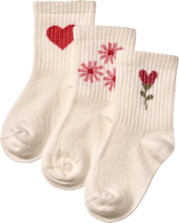 Tennissocken mit Ripp-Struktur & Herz-Muster, weiß & rosa, Gr. 31/33 ALANA