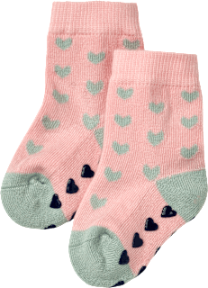 ABS Socken mit Herz-Muster, rosa & grün, Gr. 18/19 ALANA