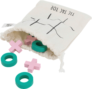 Tic Tac Toe-Spiel aus Holz im Jutebeutel, rosa/grün  Dekorieren & Einrichten