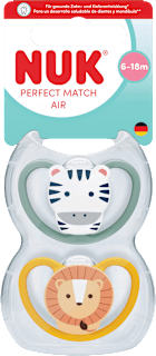 Schnuller Perfect Match Air Zebra/Löwe 6-18 Monate NUK