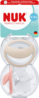 Schnuller Perfect Match Beige/Rot 0-6 Monate NUK