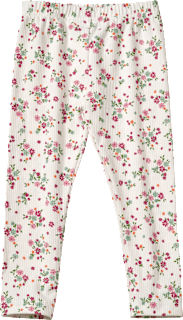 Leggings mit Ripp-Struktur & Blumen-Muster, weiß & rosa, Gr. 110 ALANA