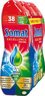 Excellence Duo Gel za strojno pranje posuđa, 3 x 684 ml Somat