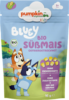 Kindersnack Süßmais Gefriergetrocknet Bluey ab 3 Jahren pumpkin organics