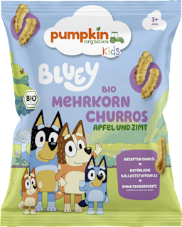 Kindersnack Mehrkorn Churros Apfel & Zimt Bluey ab 3 Jahren pumpkin organics
