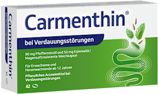 Carmenthin bei Verdauungsstörungen 90mg Pfefferminzöl und 50mg Kümmelöl / Magensaftresistente Weichkapsel Carmenthin