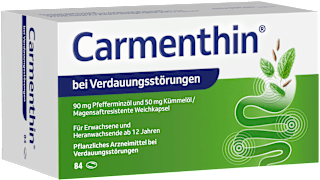 Carmenthin bei Verdauungsstörungen 90mg Pfefferminzöl und 50mg Kümmelöl / Magensaftresistente Weichkapsel Carmenthin
