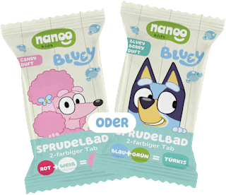 Kinder Badezusatz Badetab Sprudelbad Bluey nanoo kids