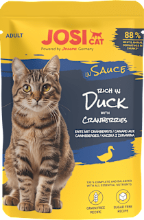 Mokra karma dla kota, kaczka z żurawiną w sosie JosiCat