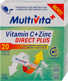 Vitamin C + Zinc DIRECT PLUS prašak u kesicama, sa zaslađivačem Multivita