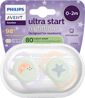 Nočné cumlíky ultra start Nighttime - dievča 0-2 m PHILIPS AVENT