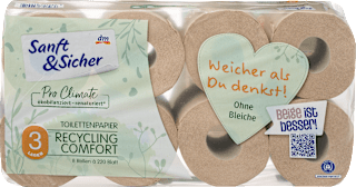 Toilettenpapier Recycling 3-lagig (8x220 Blatt) Sanft&Sicher