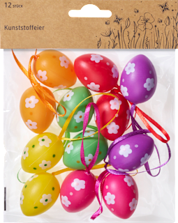 Kunststoffeier zum Aufhängen, bunt gemustert (30 mm) Dekorieren & Einrichten