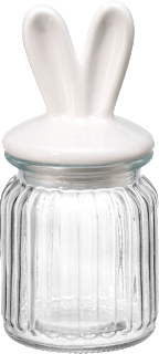 Glasvorratsdose mit Keramikdeckel, Hasenohren, gerillt, weiß (260 ml) BOLTZE