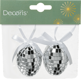 Disco-Eier, silber (6 cm) Dekorieren & Einrichten