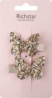 Richstar sponky do vlasů motýli s glitry Anděl
